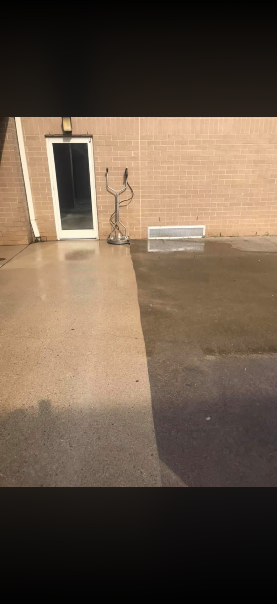Concrete pad pressure washed clean